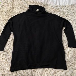 We The Free People Cowl Neck Tunic Knit Black Thermal Long Sleeve Women’s XS.